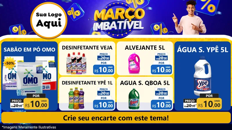 Modelo de TV para TV Horizontal com o tema Março Imbatível para Produtos de Limpeza