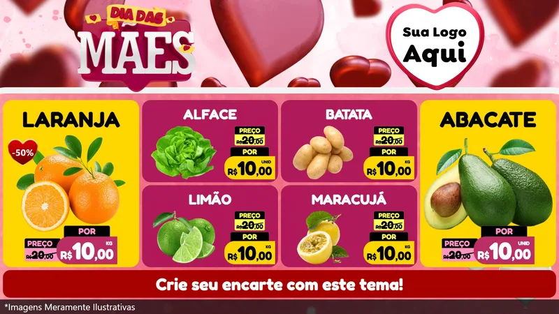 Modelo de TV para TV Horizontal com o tema Dia Das Mães para Hortifrúti