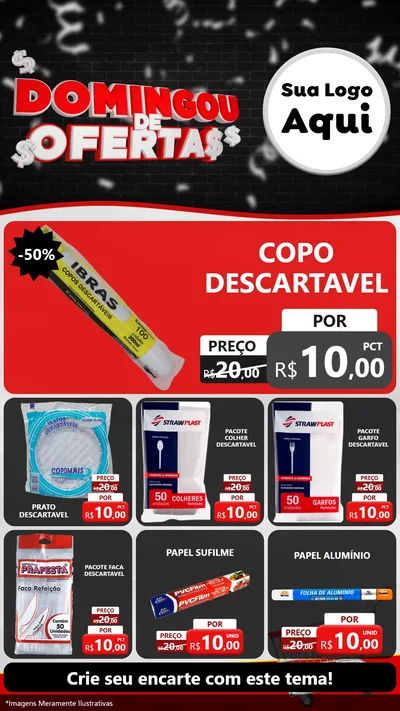 Modelo de Rede Social para Stories com o tema Domingou de Ofertas para Embalagens