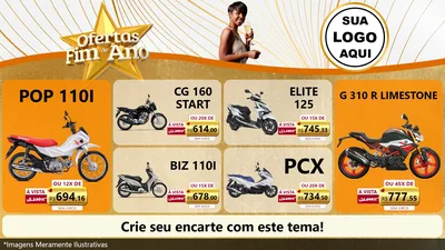 Modelo de TV para TV Horizontal com o tema Ofertas Fim de Ano para Concessionaria de Motos