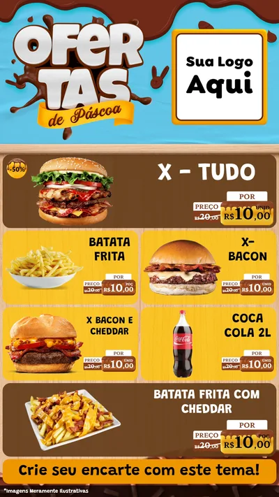 Modelo de TV para TV Vertical com o tema Ofertas de Páscoa para Hamburgueria