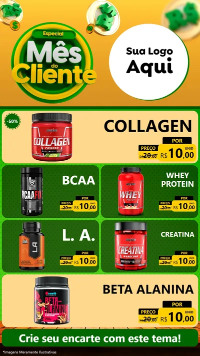 Modelo de TV para TV Vertical com o tema Especial Mês do Cliente para Suplementos alimentares