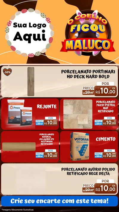 Modelo de TV para TV Vertical com o tema O Coelho Ficou Maluco - Páscoa para Pisos e revestimentos