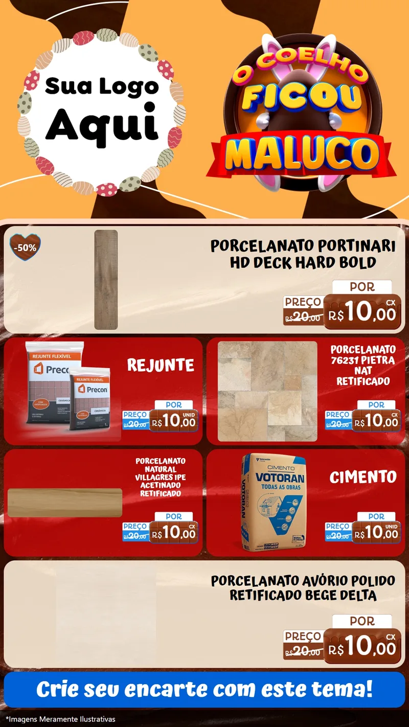 Modelo de TV para TV Vertical com o tema O Coelho Ficou Maluco - Páscoa para Pisos e revestimentos