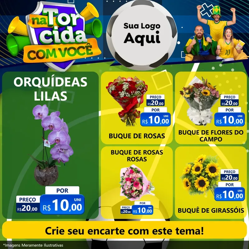 Modelo de Rede Social para Feed Facebook com o tema Na Torcida Com Você - Copa para Floricultura e jardim