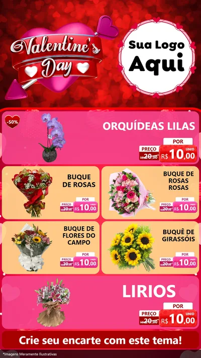 Modelo de TV para TV Vertical com o tema Valentine's Day para Floricultura e jardim