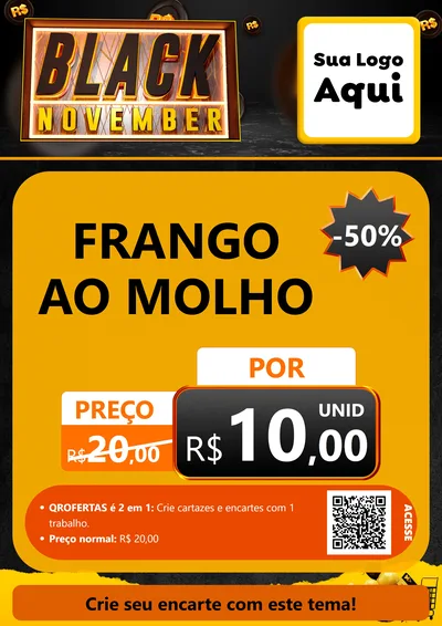Modelo de Cartaz para Cartaz A4 Vertical com o tema Black November para Restaurante