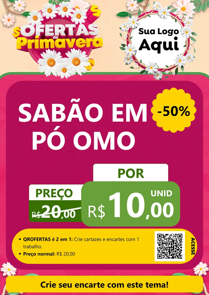 Modelo de Cartaz para Cartaz A4 Vertical com o tema Ofertas de Primavera para Produtos de Limpeza