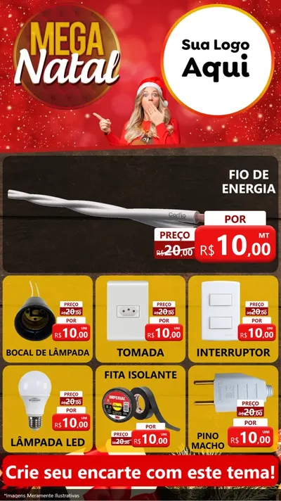 Modelo de Rede Social para Stories com o tema Mega Natal para Materiais Elétricos