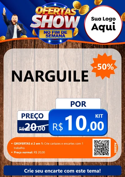 Modelo de Cartaz para Cartaz A4 Vertical com o tema Ofertas Show No Fim De Semana para Tabacaria