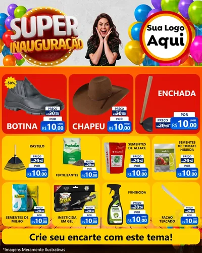 Modelo de Rede Social para Feed Instagram com o tema Super Inauguração para Agropecuária