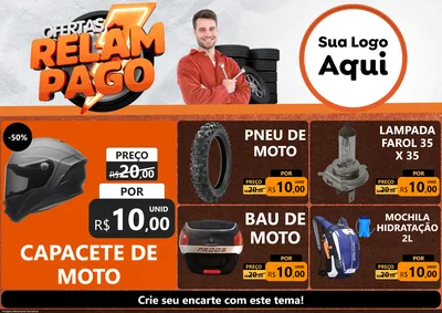 Modelo de Encarte para Encarte A4 Horizontal com o tema Ofertas Relâmpago - Moto / Auto para Moto peças