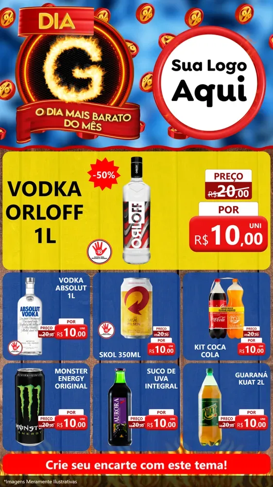 Modelo de Rede Social para Stories com o tema Dia G - O Dia Mais Barato Do Mês para Distribuidora de bebidas