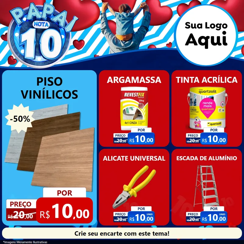 Modelo de Rede Social para Feed Facebook com o tema Papai Nota 10 para Material para Construção