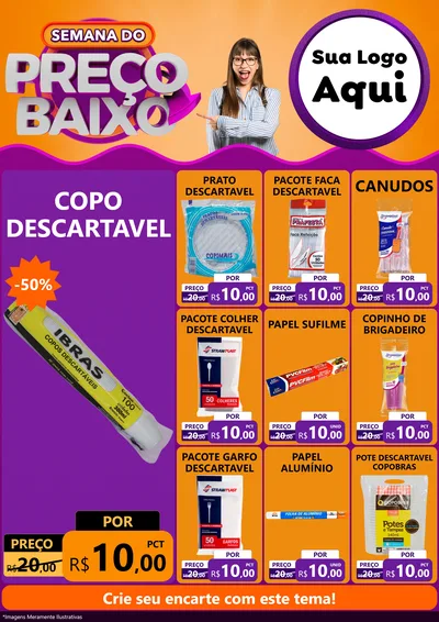 Modelo de Encarte para Encarte A4 Vertical com o tema Semana do Preço Baixo para Embalagens