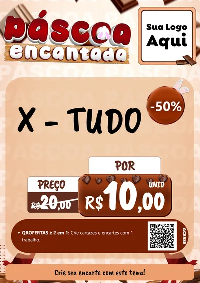 Modelo de Cartaz para Cartaz A4 Vertical com o tema Páscoa Encantada para Hamburgueria