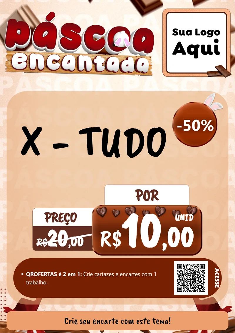 Modelo de Cartaz para Cartaz A4 Vertical com o tema Páscoa Encantada para Hamburgueria