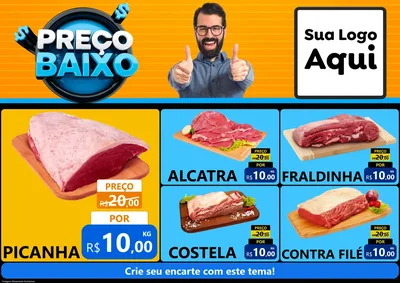 Modelo de Encarte para Encarte A4 Horizontal com o tema Preço Baixo para Açougue
