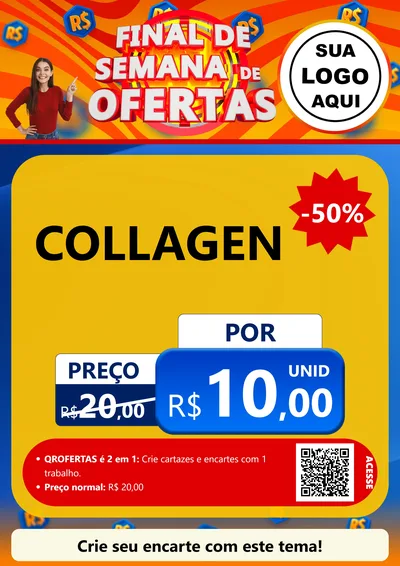 Modelo de Cartaz para Cartaz A4 Vertical com o tema Final de Semana de Ofertas para Suplementos alimentares