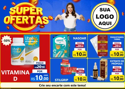 Modelo de Encarte para Encarte A4 Horizontal com o tema Super Ofertas para Farmácia