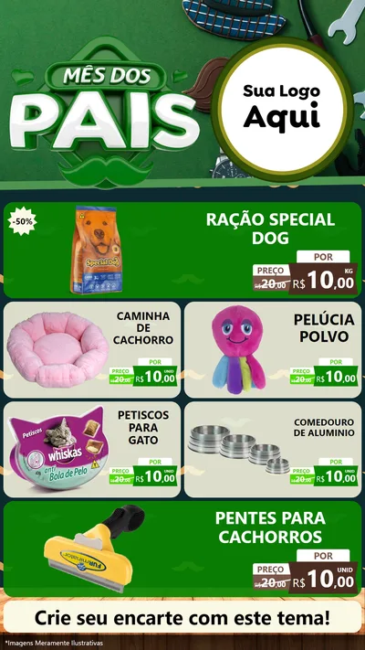 Modelo de TV para TV Vertical com o tema Mês dos Pais para Pet Shop
