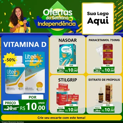 Modelo de Rede Social para Feed Facebook com o tema Ofertas da Semana da Independência para Farmácia