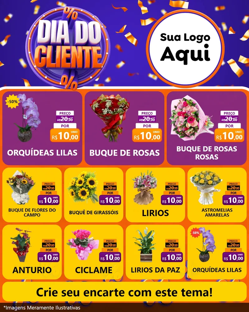Modelo de Rede Social para Feed Instagram com o tema Dia do Cliente para Floricultura e jardim