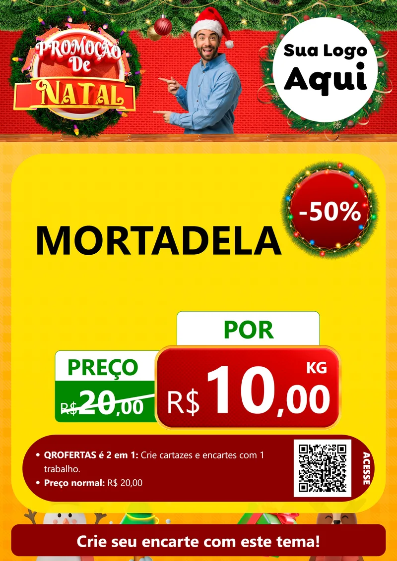 Modelo de Cartaz para Cartaz A4 Vertical com o tema Promoção de Natal para Frios e Laticínios