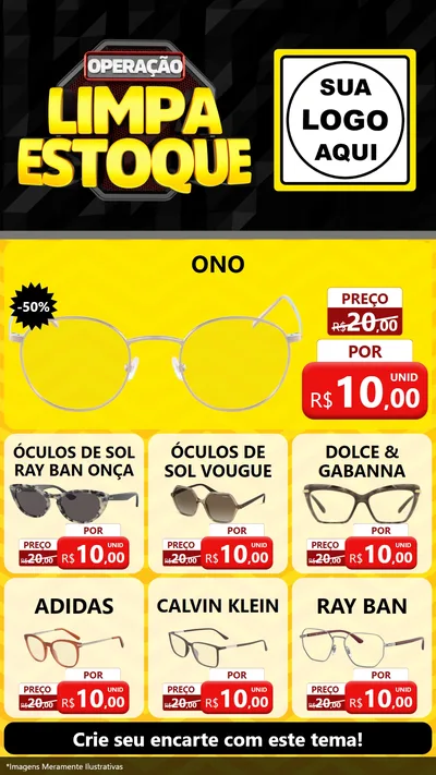 Modelo de Rede Social para Stories com o tema Operação Limpa Estoque para Óticas