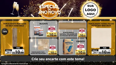 Modelo de TV para TV Horizontal com o tema Especial de Ano Novo para Pisos e revestimentos