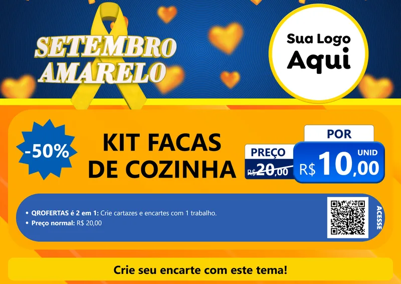 Modelo de Cartaz para Cartaz A4 Horizontal com o tema Setembro Amarelo para Utilidades Domésticas