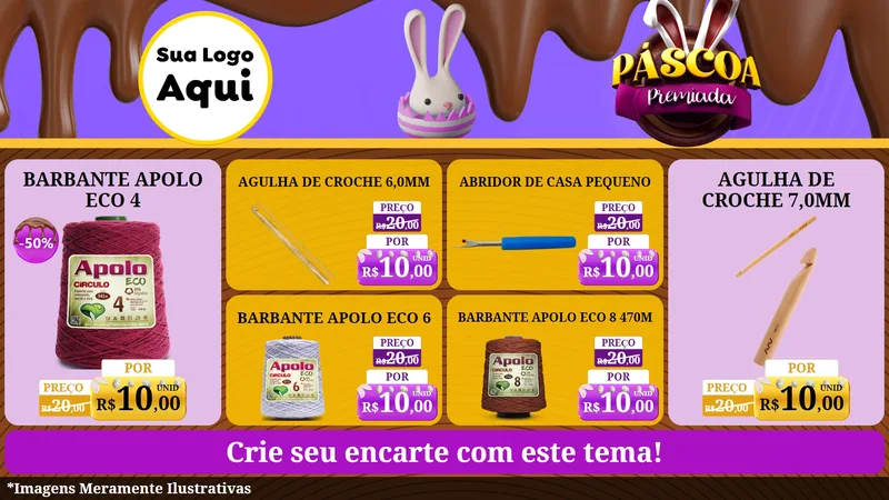 Modelo de TV para TV Horizontal com o tema Páscoa Premiada para Armarinho e Aviamentos
