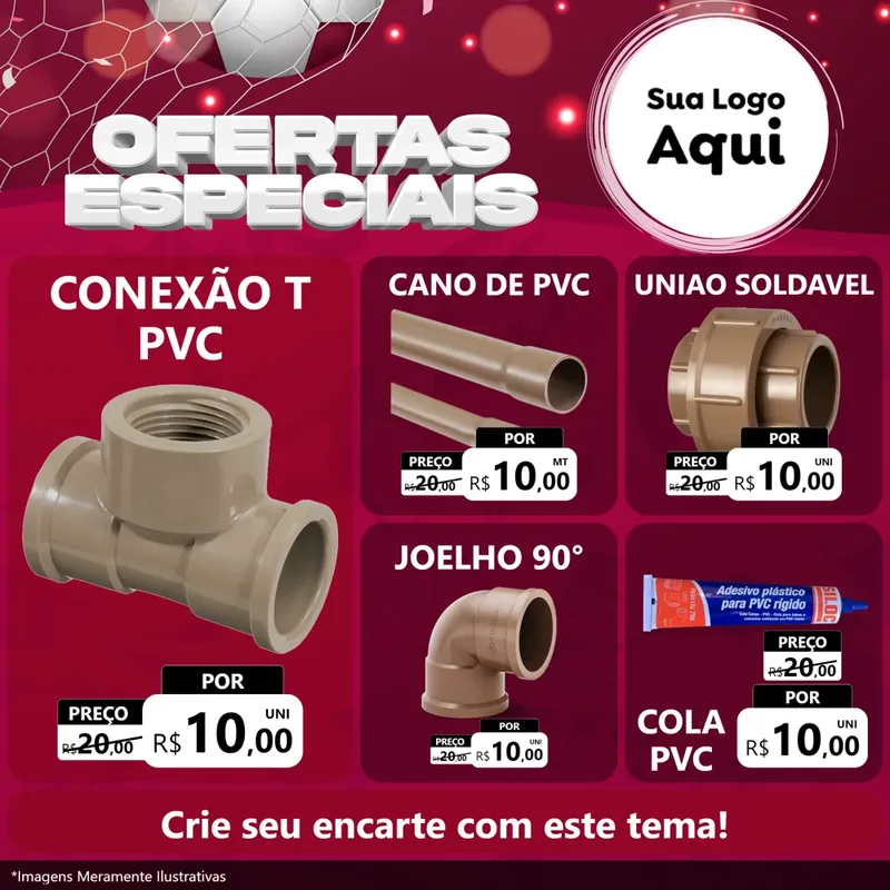 Modelo de Rede Social para Feed Facebook com o tema Ofertas Especiais - Futebol para Tubos e conexões