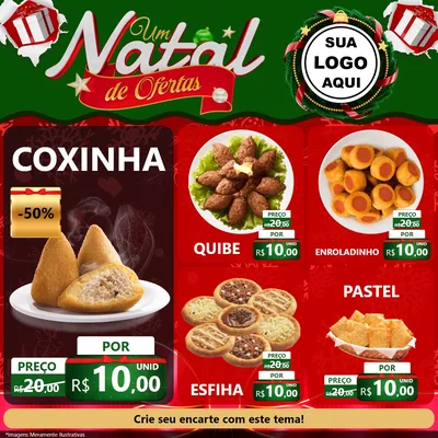 Modelo de Rede Social para Feed Facebook com o tema Um Natal de Ofertas para Salgadaria
