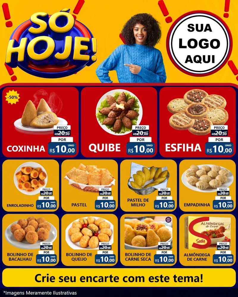 Modelo de Rede Social para Feed Instagram com o tema Só Hoje! para Salgadaria