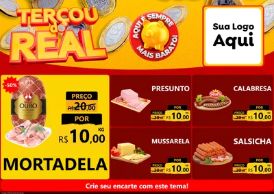Modelo de Encarte para Encarte A4 Horizontal com o tema Terçou do Real para Frios e Laticínios