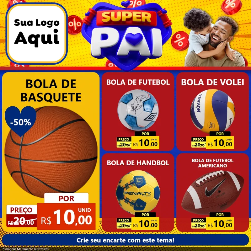 Modelo de Rede Social para Feed Facebook com o tema Super Pai para Artigos Esportivos