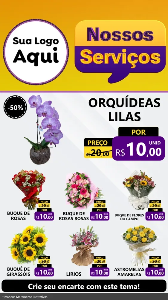 Modelo de Rede Social para Stories com o tema Nossos Serviços para Floricultura e jardim
