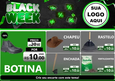 Modelo de Encarte para Encarte A4 Horizontal com o tema Black Week para Agropecuária