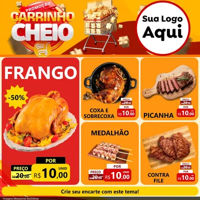 Modelo de Rede Social para Feed Facebook com o tema Promoção carrinho cheio para Assados