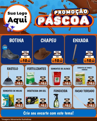 Modelo de Rede Social para Feed Instagram com o tema Promoção Páscoa para Agropecuária