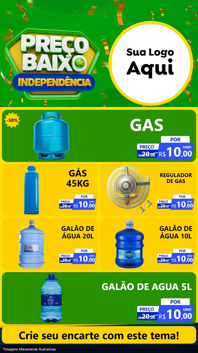 Modelo de TV para TV Vertical com o tema Preço Baixo de Independência para Água e gás