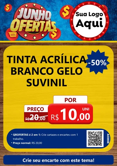Modelo de Cartaz para Cartaz A4 Vertical com o tema Junho de Ofertas para Tintas e Ferramentas