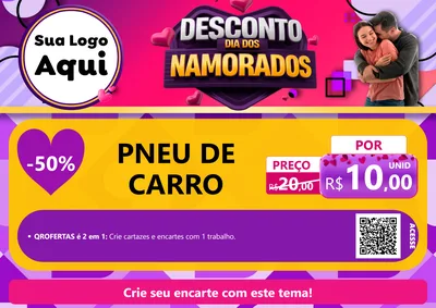 Modelo de Cartaz para Cartaz A4 Horizontal com o tema Desconto Dia dos Namorados para Auto peças