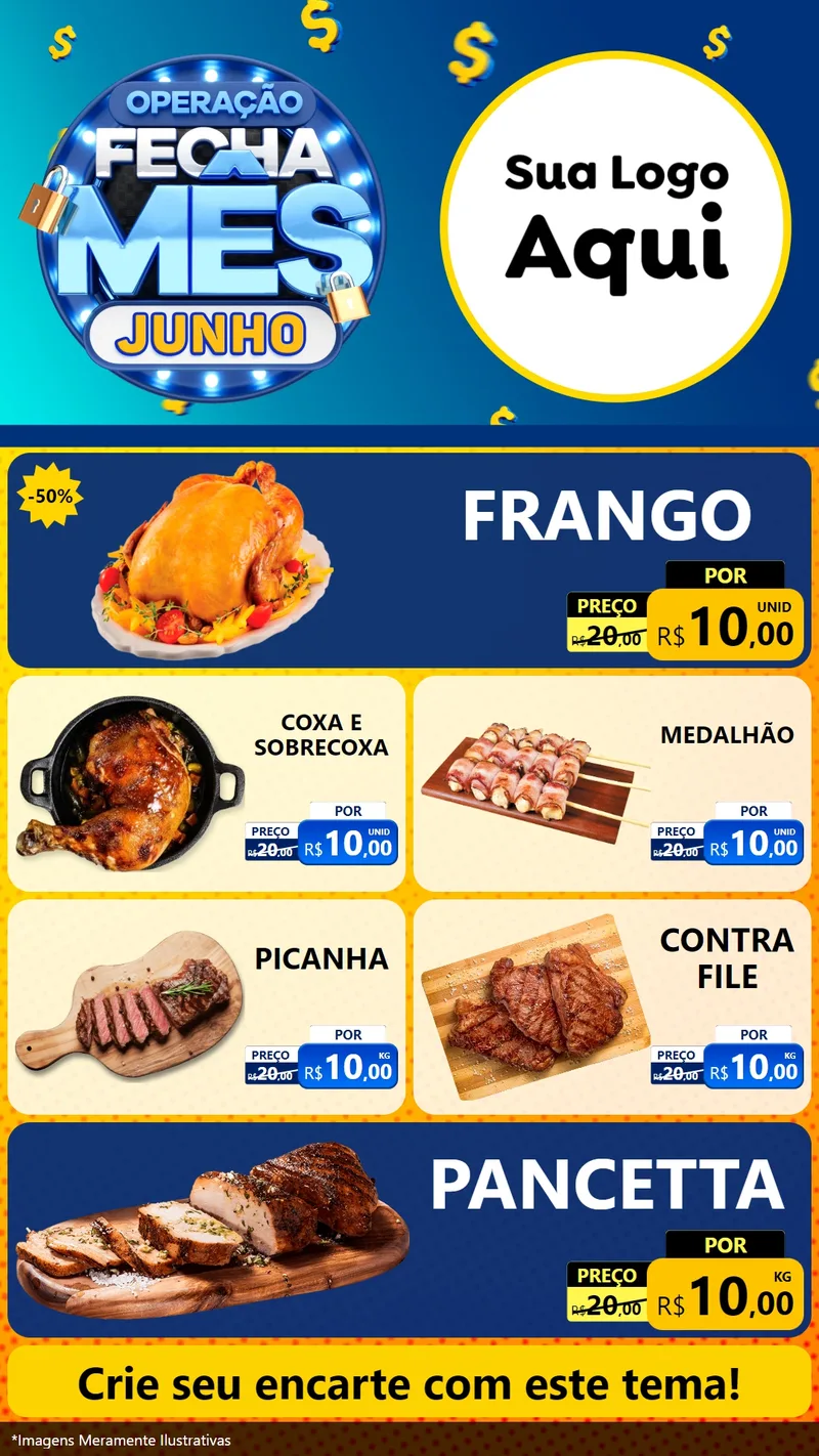 Modelo de TV para TV Vertical com o tema Operação Fecha Mês, Junho para Assados
