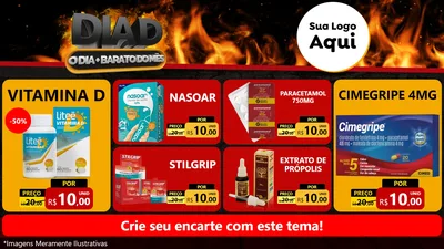 Modelo de TV para TV Horizontal com o tema Dia D, O Dia Mais Barato Do Mês para Farmácia