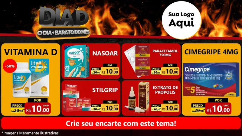 Modelo de TV para TV Horizontal com o tema Dia D, O Dia Mais Barato Do Mês para Farmácia