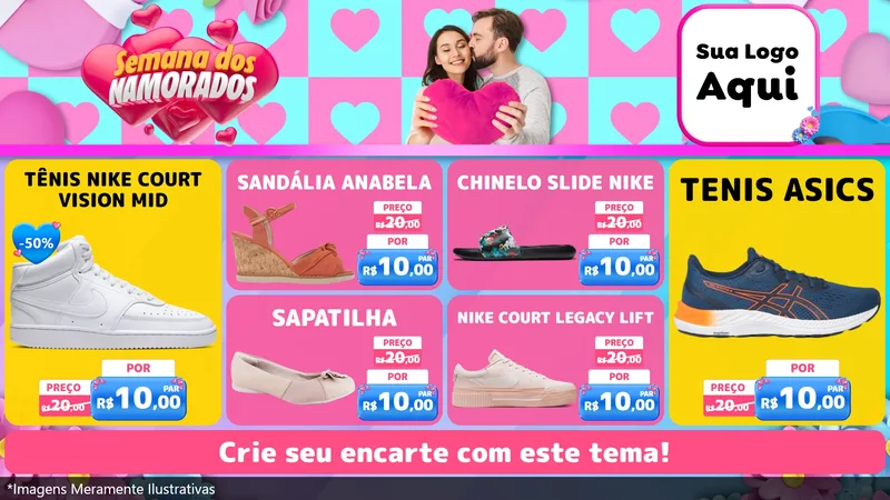 Modelo de TV para TV Horizontal com o tema Semana dos Namorados para Calçados