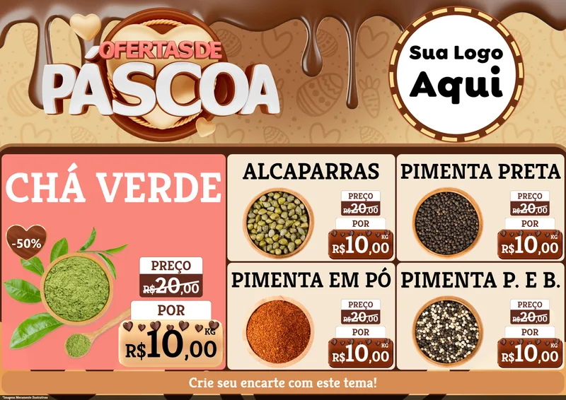 Modelo de Encarte para Encarte A4 Horizontal com o tema Ofertas de Páscoa para Produtos Naturais