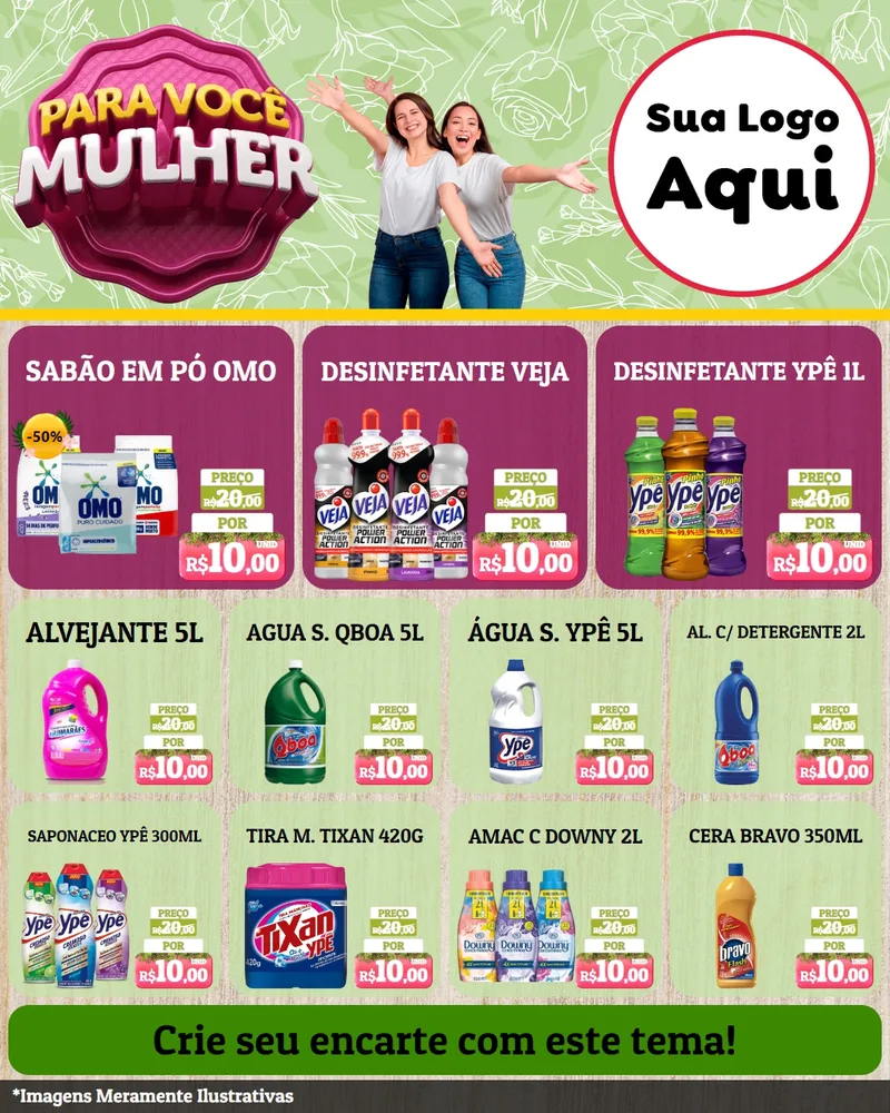 Modelo de Rede Social para Feed Instagram com o tema Para Você Mulher para Produtos de Limpeza